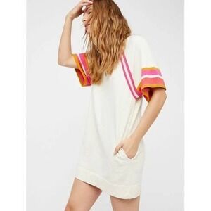 Free People Play the Field Tunic Dress Women's Small Tennis Prep Varsity Rainbow